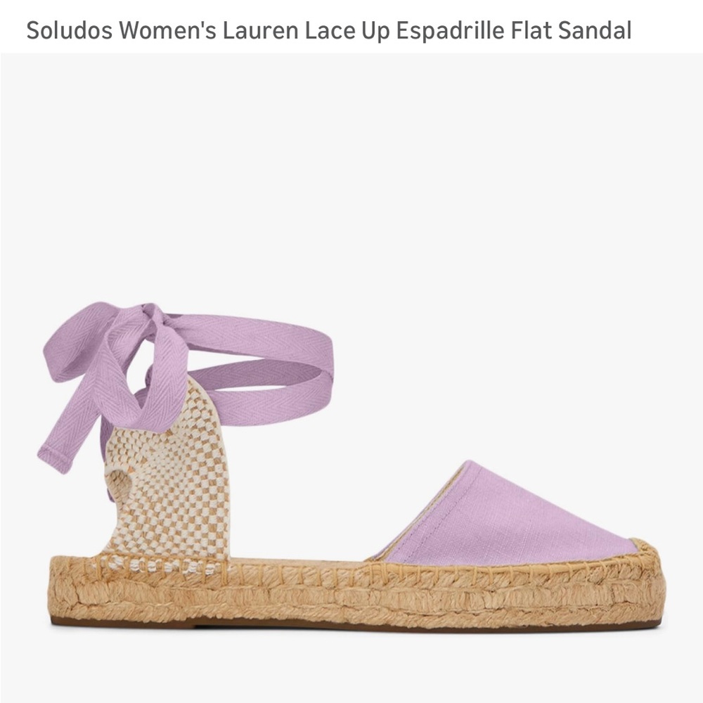 Soludos Lauren Lace Up Lavender Espadrille Sandal 7-7.5